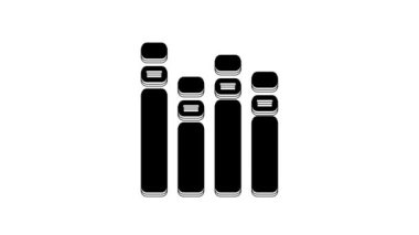 Siyah Müzik eşitleyici simgesi beyaz arkaplanda izole edildi. Ses dalgası. Ses dijital dengeleyici teknolojisi, konsol paneli, nabız müzikali. 4K Video hareketli grafik canlandırması.