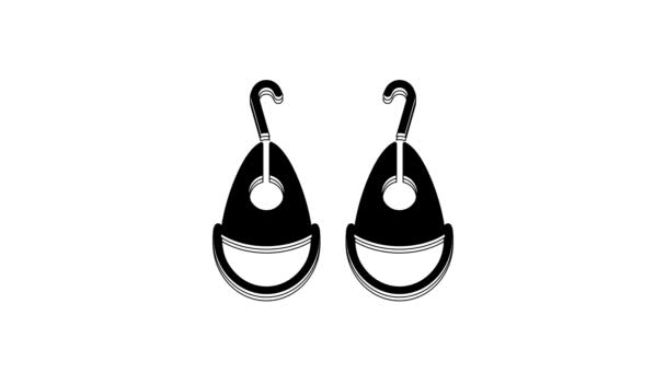 Black Earrings Icon Isolated White Background Jewelry Accessories Video Motion — Vídeo de Stock