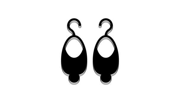 Black Earrings Icon Isolated White Background Jewelry Accessories Video Motion — Vídeo de Stock