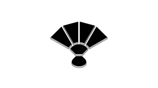 Black Fan Flamenco Accessory Icon Isolated White Background Video Motion — стоковое видео