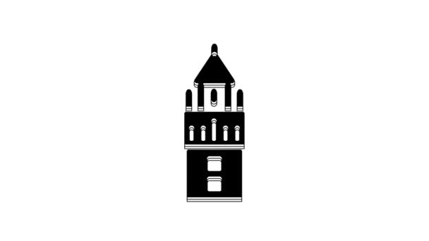 Giralda Noire Séville Espagne Icône Isolée Sur Fond Blanc Animation — Video