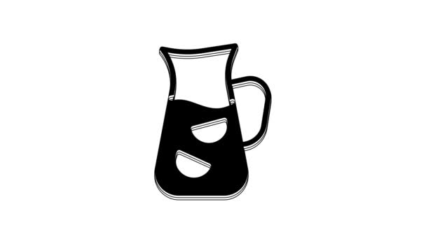 Black Sangria Icon Isolated White Background Traditional Spanish Drink Video — Stock Video