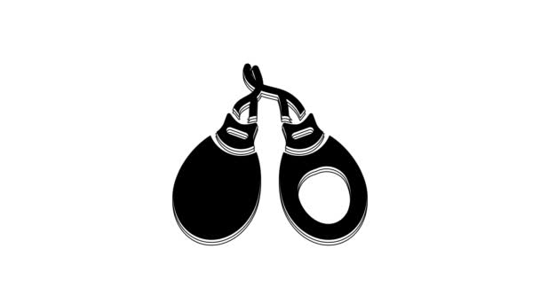 Black Musical Instrument Castanets Icon Isolated White Background Video Motion — Stok video