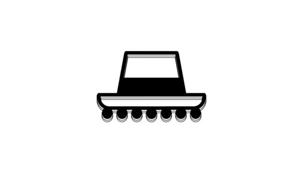 Черный Традиционный Испанский Шляпу Значок Изолирован Белом Фоне Видеографическая Анимация — стоковое видео