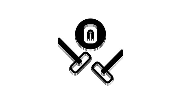 Black Curling Sport Game Icon Isolated White Background Sport Equipment — 图库视频影像