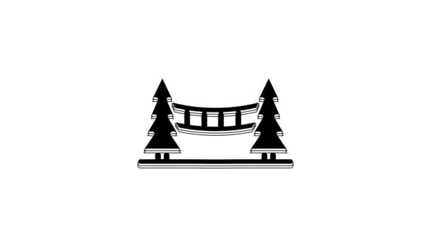 Fekete Capilano Felfüggesztés Híd Vancouver Kanada Ikon Elszigetelt Fehér Háttérrel — Stock videók