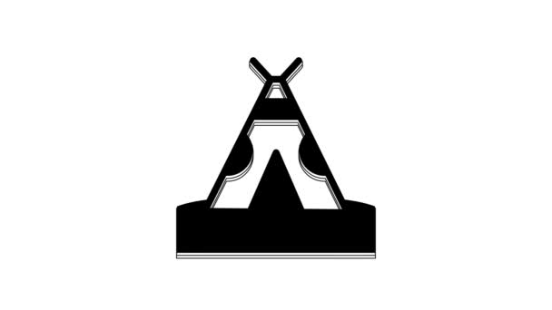 Black Traditional Indian Teepee Wigwam Icon Isolated White Background Indian — Stock Video