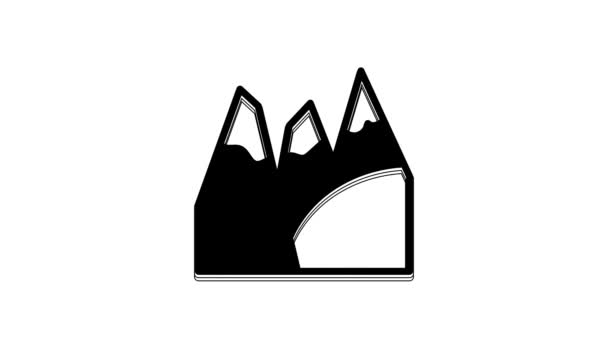 Black Mountains Icon Isolated White Background Symbol Victory Success Concept — ストック動画