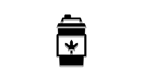 Чорна Чашка Кави Щоб Стати Іконою Ізольованою Білому Тлі Відеографічна — стокове відео