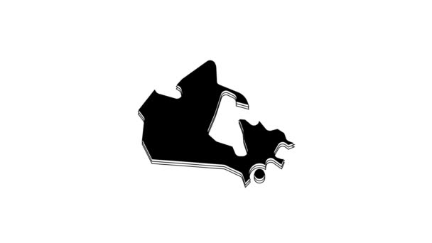 Black Canada Map Icon Isolated White Background Video Motion Graphic — ストック動画