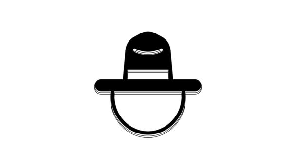 Negro Canadiense Sombrero Guardabosques Icono Uniforme Aislado Sobre Fondo Blanco — Vídeos de Stock