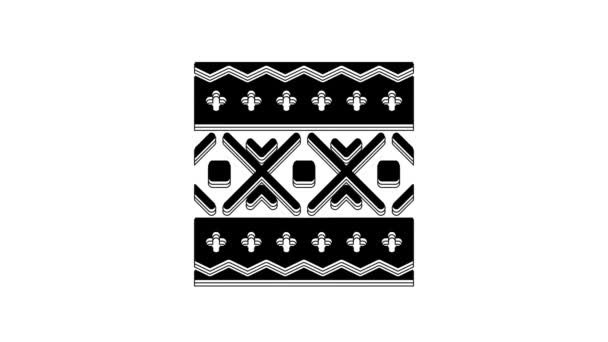 Black Ukrainian Ethnic Pattern Embroidery Icon Isolated White Background Traditional — Vídeo de Stock