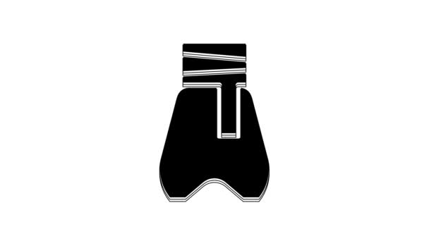 Pantalón Cosaco Negro Con Icono Cinturón Aislado Sobre Fondo Blanco — Vídeos de Stock