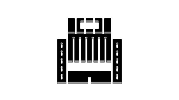Будівля Чорного Готелю Україна Ізольована Білому Тлі Відеографічна Анімація — стокове відео