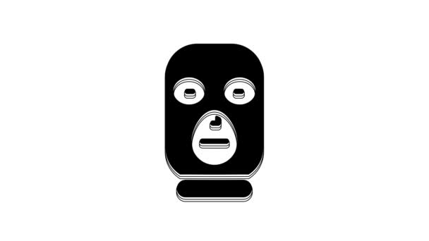 Ikona Czarnego Złodzieja Białym Tle Maska Bandyty Przestępco Animacja Graficzna — Wideo stockowe