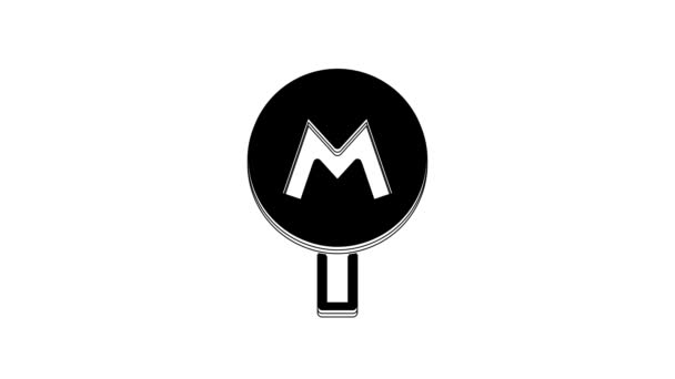 Black Metro Underground Subway Icon Isolated White Background Video Motion — Stockvideo