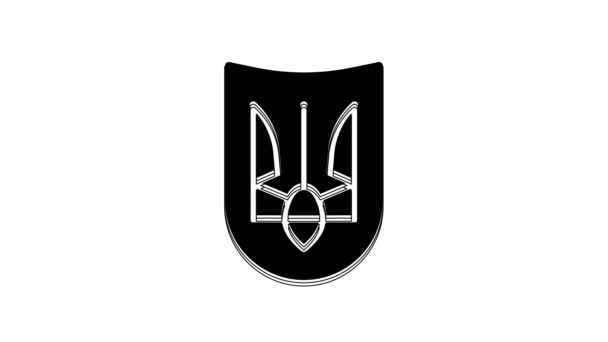 Noir Emblème National Ukraine Icône Isolée Sur Fond Blanc Trident — Video