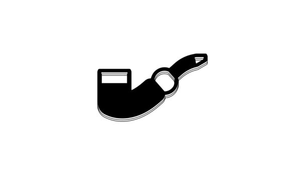 Black Smoking Pipe Icon Isolated White Background Tobacco Pipe Video — ストック動画