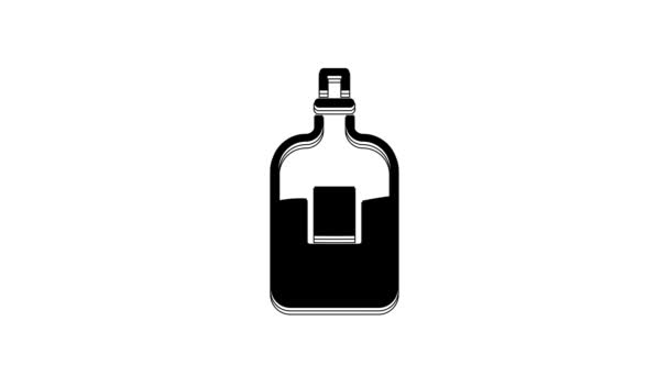 Černá Skleněná Láhev Vodka Ikona Izolované Bílém Pozadí Grafická Animace — Stock video