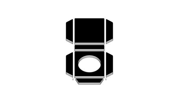 ブラックカートンの段ボール箱のアイコンは 白い背景に隔離されました パッケージ 小包サイン 配達と梱包 4Kビデオモーショングラフィックアニメーション — ストック動画