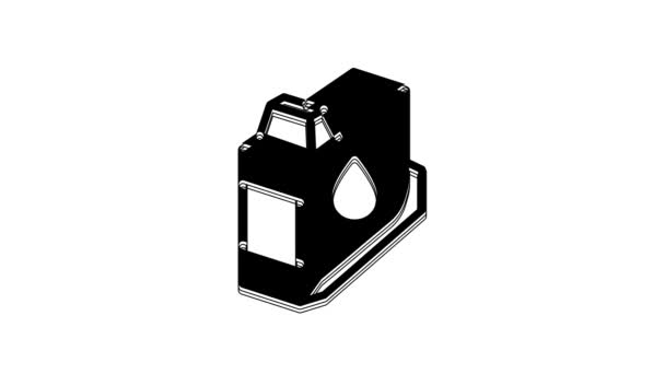 Black Printer Ink Cartridge Icon Isolated White Background Video Motion — Vídeos de Stock