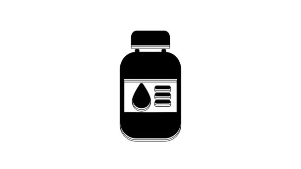 Черный Принтер Чернила Значок Бутылки Изолированы Белом Фоне Видеографическая Анимация — стоковое видео