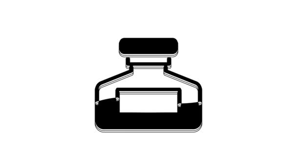 Black Ink Bottle Icon Isolated White Background Calligraphy Supplies Fountain — Stock Video