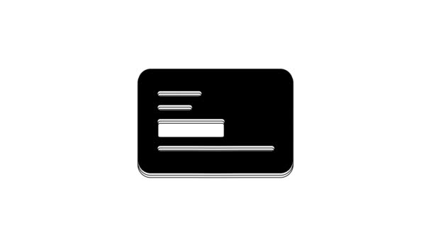 Cartão Visita Preto Ícone Cartão Visita Isolado Fundo Branco Modelo — Vídeo de Stock