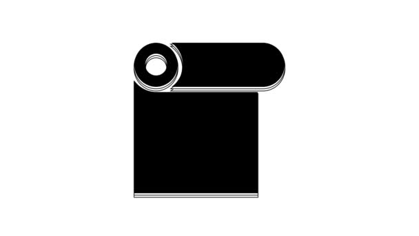 Rollo Negro Del Icono Papel Aislado Sobre Fondo Blanco Animación — Vídeo de stock