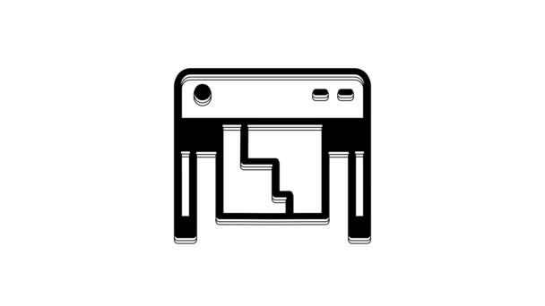 Ікона Black Plotter Ізольована Білому Тлі Великий Формат Багатофункціонального Принтера — стокове відео