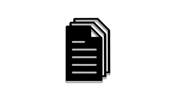 Черный Файл Документ Значок Изолирован Белом Фоне Reecklist Icon Бизнес — стоковое видео