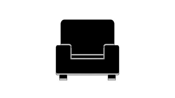 Schwarzer Sessel Ikone Isoliert Auf Weißem Hintergrund Video Motion Grafik — Stockvideo