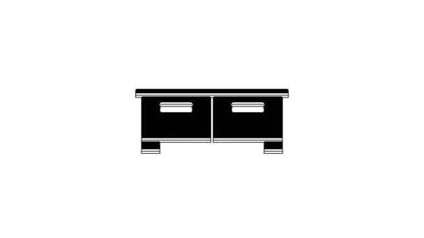 Icona Cassettiera Nera Isolata Sfondo Bianco Animazione Grafica Video Motion — Video Stock