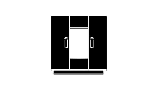 Zwarte Garderobe Pictogram Geïsoleerd Witte Achtergrond Video Motion Grafische Animatie — Stockvideo