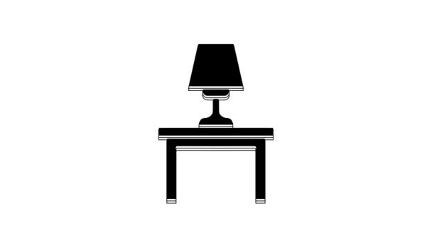 Black Table Lamp Table Icon Isolated White Background Video Motion — Stock Video
