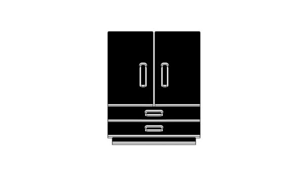 Černá Skříň Ikona Izolované Bílém Pozadí Grafická Animace Pohybu Videa — Stock video