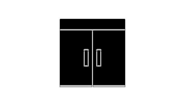Черный Шкаф Значок Изолирован Белом Фоне Видеографическая Анимация — стоковое видео