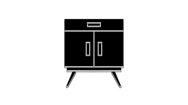 Black Chest Drawers Icon Isolated White Background Video Motion Graphic — Stock Video
