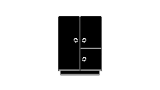 Черный Шкаф Значок Изолирован Белом Фоне Видеографическая Анимация — стоковое видео