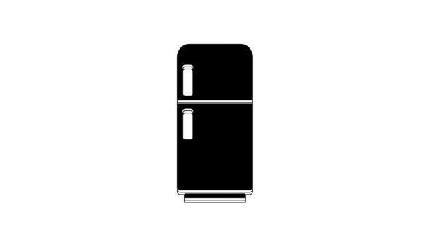 Ikon Kulkas Hitam Diisolasi Pada Latar Belakang Putih Kulkas Freezer — Stok Video