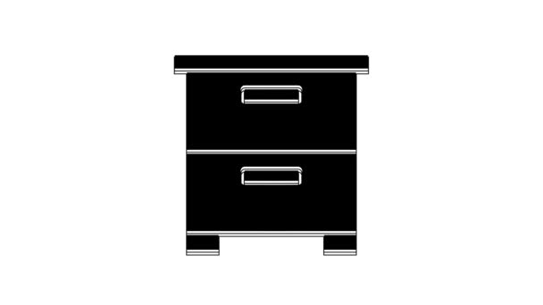 Black Furniture Nightstand Icon Izolat Fundal Alb Animație Grafică Mișcare — Videoclip de stoc