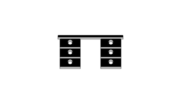 Черный Стол Стол Значок Изолирован Белом Фоне Видеографическая Анимация — стоковое видео