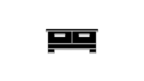 Pecho Negro Cajones Icono Aislado Sobre Fondo Blanco Animación Gráfica — Vídeos de Stock