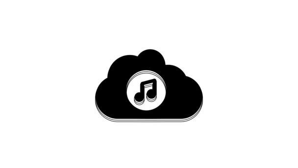 Icona Del Servizio Streaming Black Music Isolata Sfondo Bianco Cloud — Video Stock