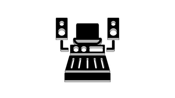 Black Music Sound Recording Studio Control Room Professional Equipment Icon — Vídeos de Stock
