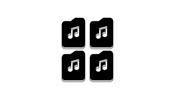 Black Music File Document Icon Isolated White Background Waveform Audio — 비디오