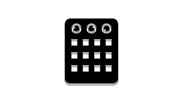 Піктограма Машини Чорного Барабана Ізольована Білому Тлі Музичне Обладнання Відео — стокове відео