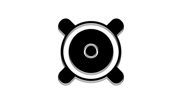 Черная Иконка Динамика Stereo Изолирована Белом Фоне Звуковые Динамики Музыкальный — стоковое видео