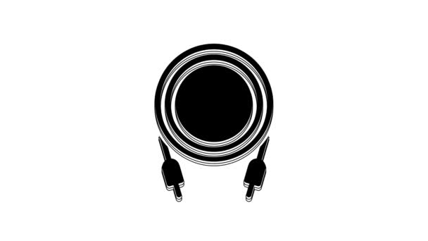 Black Audio Jack Pictogram Geïsoleerd Witte Achtergrond Audiokabel Voor Aansluiting — Stockvideo