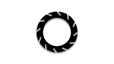 Black Bicycle wheel tire icon isolated on white background. Bike race. Extreme sport. Sport equipment. 4K Video motion graphic animation.